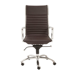 Dirk High Back Office Chair in Brown with Chromed Steel Base