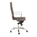 Dirk High Back Office Chair in Brown with Chromed Steel Base