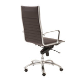 Dirk High Back Office Chair in Brown with Chromed Steel Base