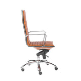 Dirk High Back Office Chair in Cognac with Chrome Base