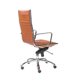 Dirk High Back Office Chair in Cognac with Chrome Base