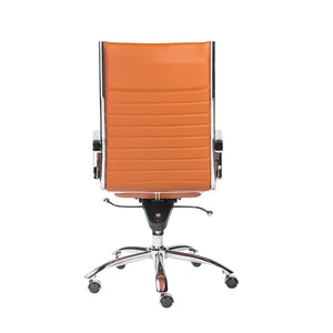 Dirk High Back Office Chair in Cognac with Chrome Base