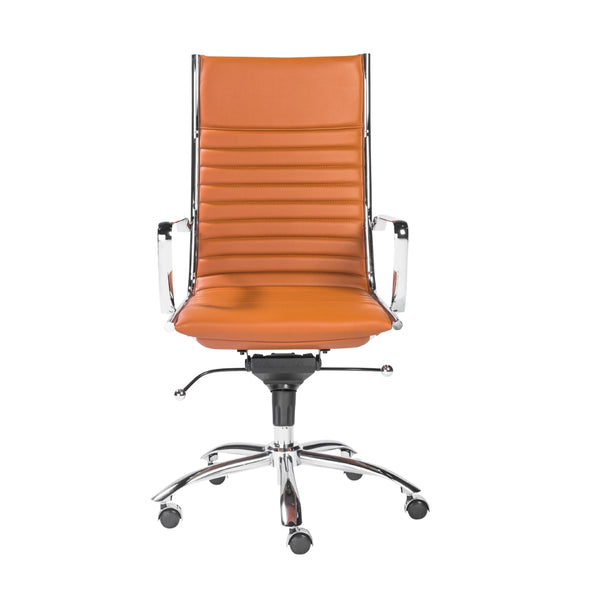 Dirk High Back Office Chair in Cognac with Chrome Base
