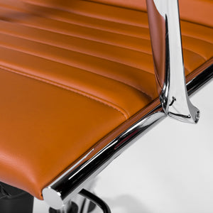 Dirk High Back Office Chair in Cognac with Chrome Base