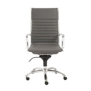 Dirk High Back Office Chair in Gray with Chromed Steel Base