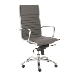 Dirk High Back Office Chair in Gray with Chromed Steel Base