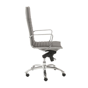 Dirk High Back Office Chair in Gray with Chromed Steel Base