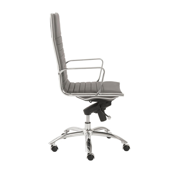 Dirk High Back Office Chair in Gray with Chromed Steel Base