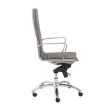 Dirk High Back Office Chair in Gray with Chromed Steel Base
