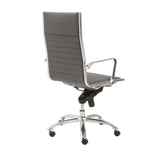 Dirk High Back Office Chair in Gray with Chromed Steel Base