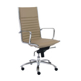 Dirk High Back Office Chair in Taupe with Chromed Steel Base