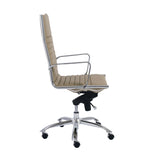 Dirk High Back Office Chair in Taupe with Chromed Steel Base