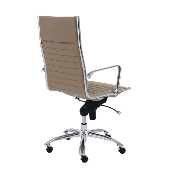 Dirk High Back Office Chair in Taupe with Chromed Steel Base