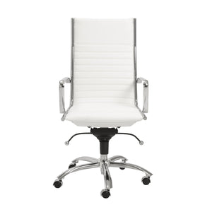 Dirk High Back Office Chair in White with Chromed Steel Base