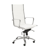 Dirk High Back Office Chair in White with Chromed Steel Base