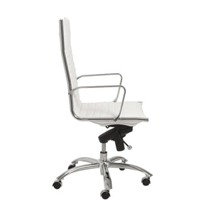 Dirk High Back Office Chair in White with Chromed Steel Base