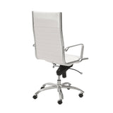 Dirk High Back Office Chair in White with Chromed Steel Base