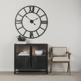 Mercana Sloan Accent Cabinet Black & Brown Wood | Black Metal