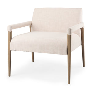 Mercana Palisades Accent Chair Cream Fabric | Brown Wood