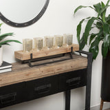 Mercana Carga Console Table Brown Wood | Black Metal