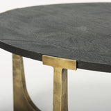 Mercana Atticus Coffee Table Black Wood | Antiqued Gold Hammered Metal Frame 