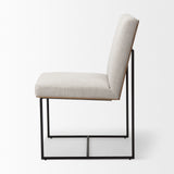 Mercana Stamford Dining Chair Beige Fabric| Black Metal | Armless