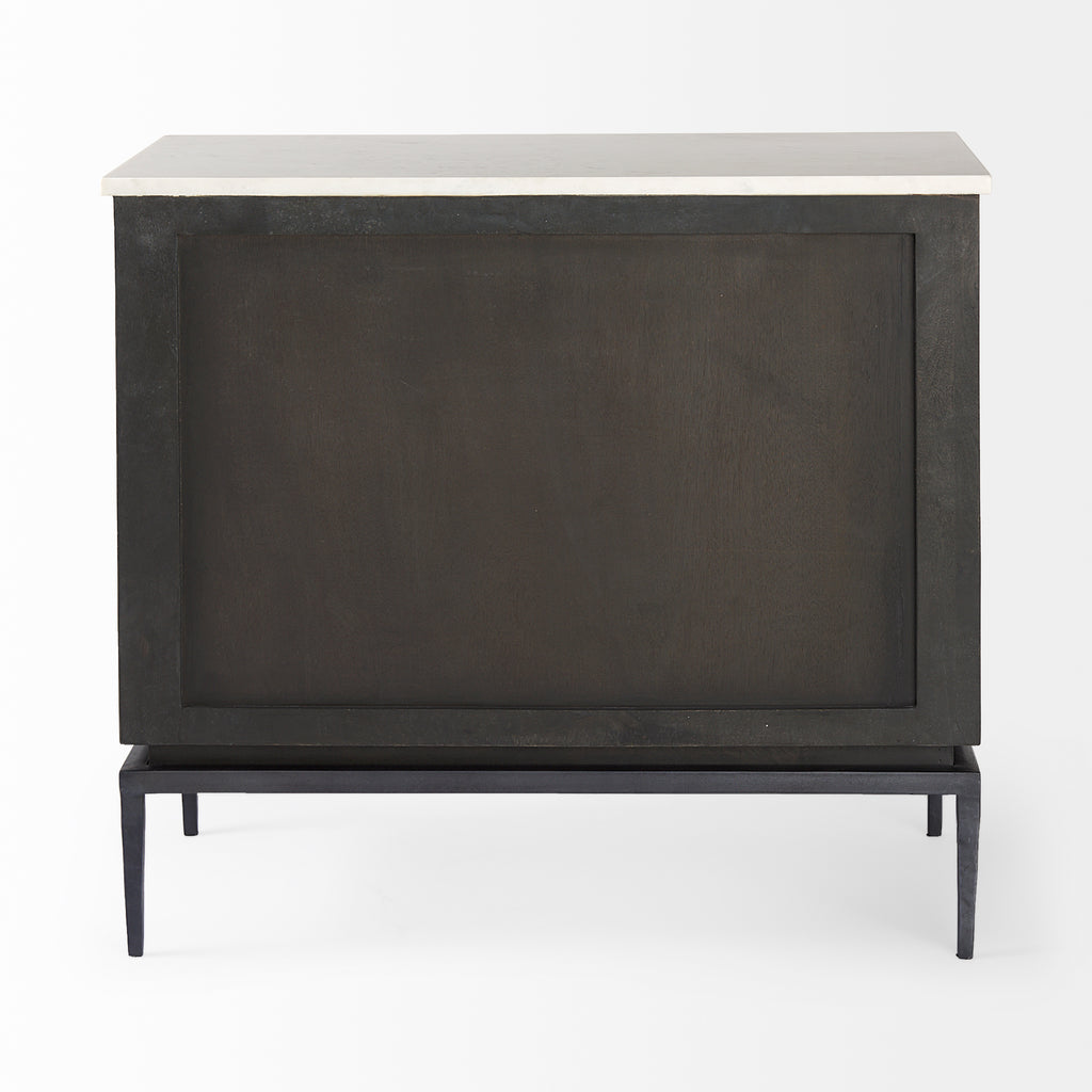Mercana Divina Accent Cabinet White Marble | Dark Brown Wood