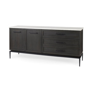 Mercana Divina Sideboard White Marble | Dark Brown Wood