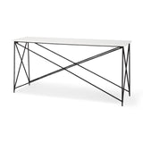 Mercana Lorlei Console Table White Marble | Black Iron