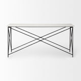 Mercana Lorlei Console Table White Marble | Black Iron