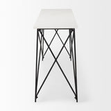 Mercana Lorlei Console Table White Marble | Black Iron