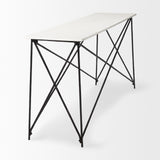 Mercana Lorlei Console Table White Marble | Black Iron