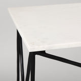 Mercana Lorlei Console Table White Marble | Black Iron