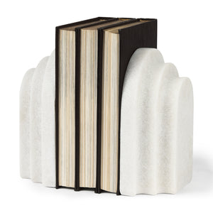 Mercana Empire Book Ends White Granite Resin | Set of 2