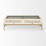 Mercana Arelius Coffee Table | Rectangular White Wood | Gold Metal | Rectangular