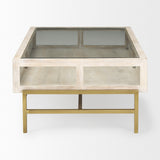 Mercana Arelius Coffee Table | Rectangular White Wood | Gold Metal | Rectangular