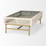 Mercana Arelius Coffee Table | Rectangular White Wood | Gold Metal | Rectangular