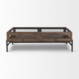 Mercana Arelius Coffee Table | Rectangular Medium Brown Wood | Black Metal | Rectangular