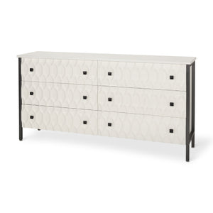 Mercana Savannah Gray Sideboard White | Gray Metal | 6 Drawer