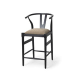 Mercana Trixie Bar/Counter Stool Beige Fabric | Black Wood | Counter