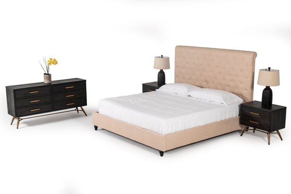 VIG Furniture Eastern King Modrest Garland Modern Beige Fabric Bed VGJY-602-BGE-EK