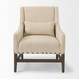 Mercana Kensington Accent Chair Medium Brown Wood | Cream Upholstery