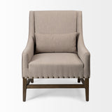 Mercana Kensington Accent Chair Beige Linen | Brown Wood