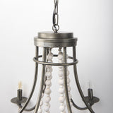 Mercana Selma Chandelier White Wood | Silver Metal