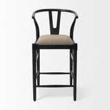 Mercana Trixie Bar/Counter Stool Beige Fabric | Black Wood | Counter