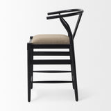 Mercana Trixie Bar/Counter Stool Beige Fabric | Black Wood | Counter