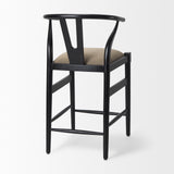 Mercana Trixie Bar/Counter Stool Beige Fabric | Black Wood | Counter