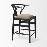 Mercana Trixie Bar/Counter Stool Beige Fabric | Black Wood | Counter