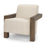 Mercana Sovereign Accent Chair Oatmeal Fabric | Medium Brown Wood