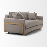 Mercana Roy Sofa Flint Gray Fabric | Brown Wood